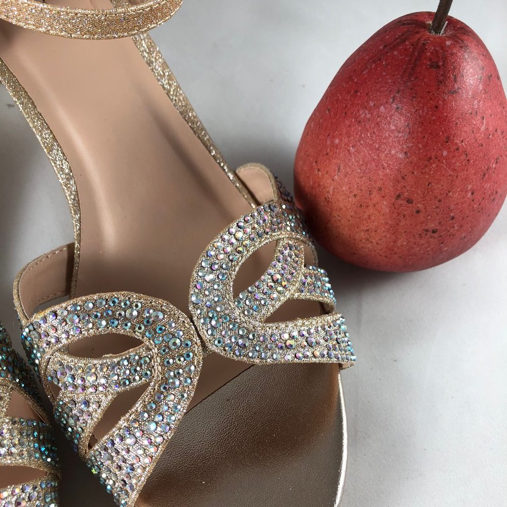 Shinny champagne holiday heels with 3" heels size 11M, never worn